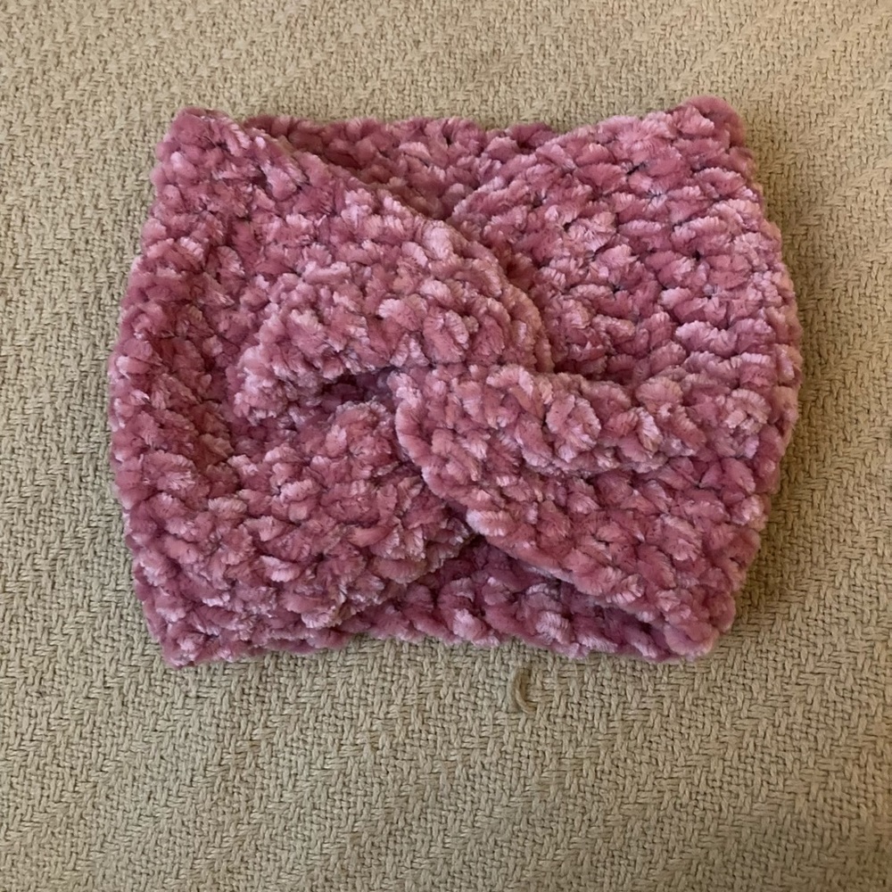 Handmade Pink Velvet Twist Headband